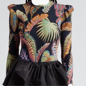 Farm Rio cool foliage rib three quarter body suit size small new without tags